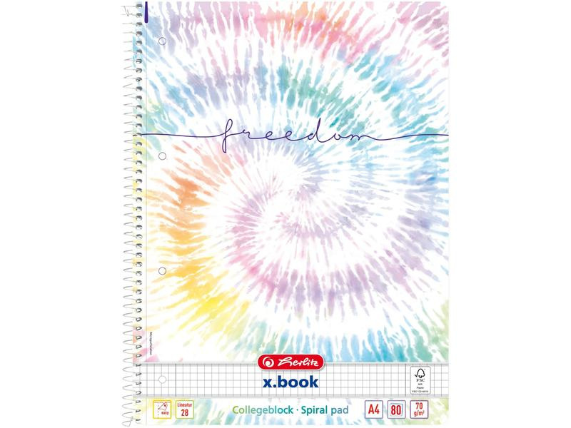 Herlitz Spiralblock New Baltik Freedom Kariert, 80 Blätter, A4