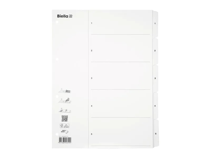 Biella Register A4 1 - 5 Karton Weiss