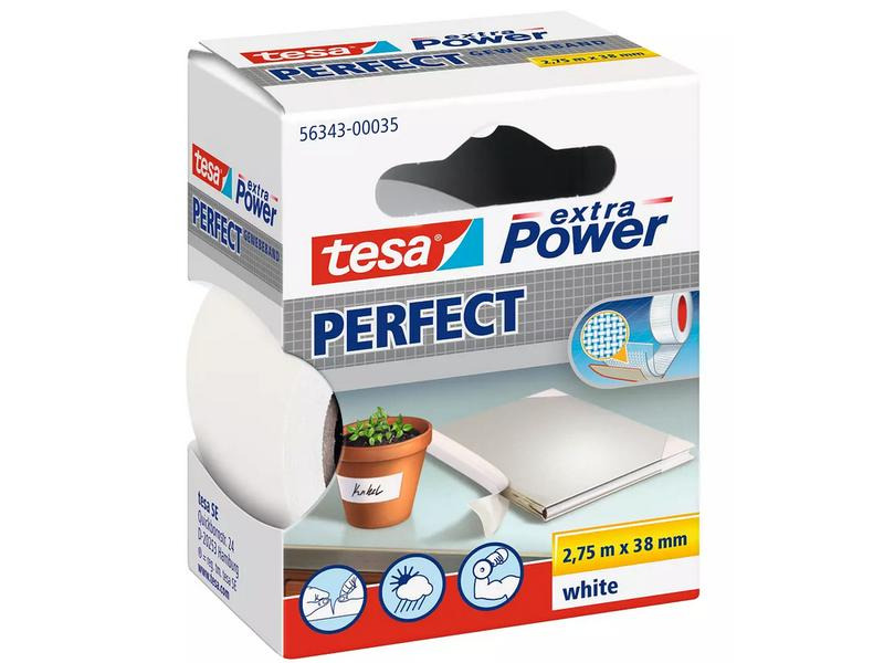 tesa Gewebeband -Set Perfect 38 mm x 2.75 m, 3 Rollen, Weiss