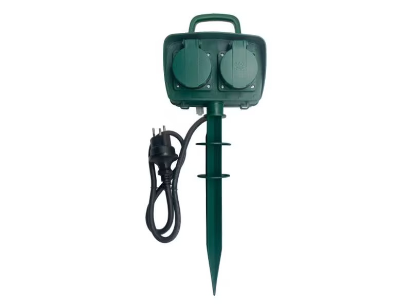 Elbro Steckdosen-Erdpfahl 4x T13, 3 m, IP55, Grün