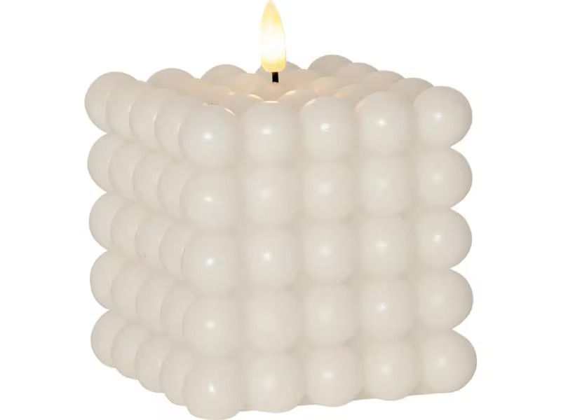 Star Trading LED-Kerze Pillar Flamme Dot, 10 x 12.5 cm, Weiss