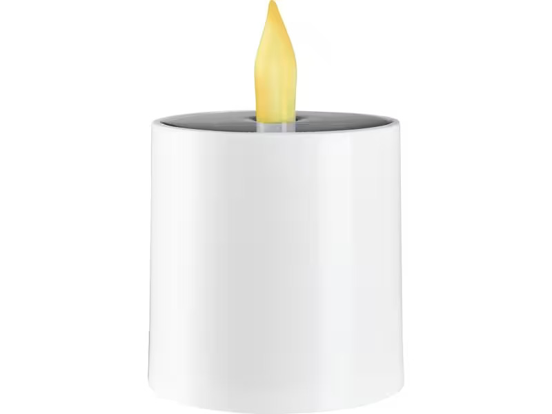 Star Trading LED-Kerze Solar Saul, Ø 7.3 x 11 cm, Weiss