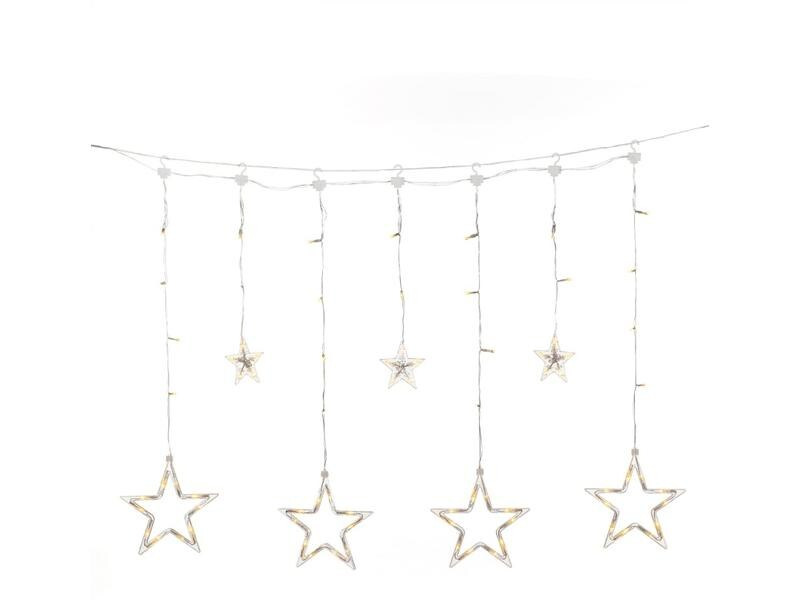 Konstsmide LED-Lichtervorhang mit Sternen 77 Lampen, 90 cm