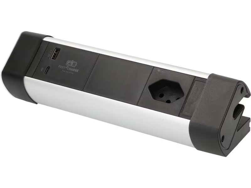 Max Hauri Tischsteckdosenleiste Office Line 1x T13, 1x USB A/C, PD+QC