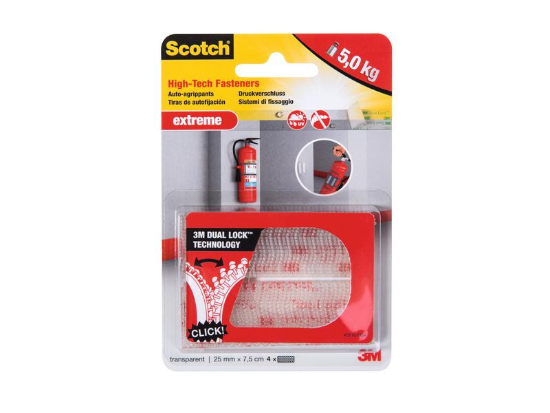 Scotch Klettbandverschluss Extreme, 25 mm x 75 mm, Transparent