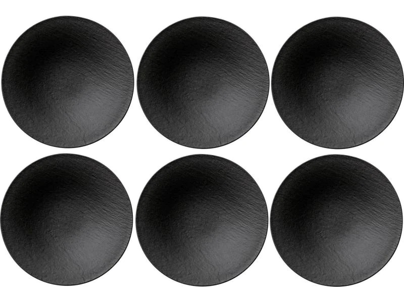 Villeroy &amp; Boch Suppen- &amp; Pastateller Manufacture Rock 6 Stück, Schwarz