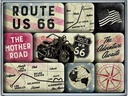 Nostalgic Art Magnet-Set Route 66 1 Stück, Mehrfarbig
