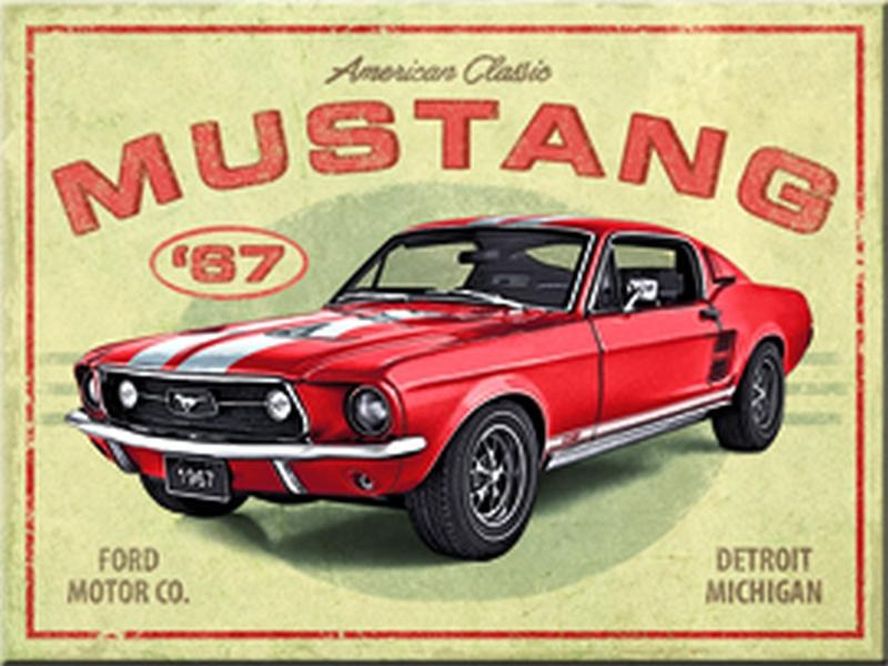 Nostalgic Art Haftmagnet Ford Mustang 1 Stück, Gelb/Rot