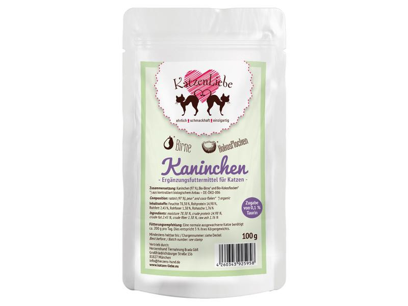 KatzenLiebe Nassfutter Kaninchen mit Bio-Birne, 100 g