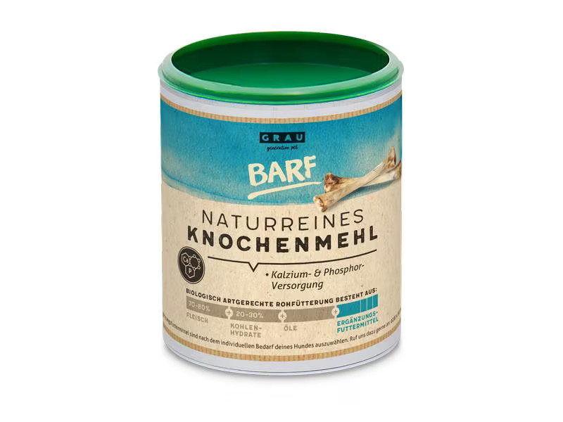 Grau Hunde-Nahrungsergänzung Naturreines Knochenmehl, 400 g