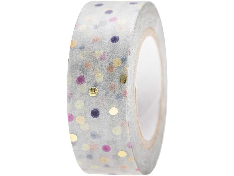 Rico Design Washi Tape Punkte 1.5 cm x 10 m, Blau Mix