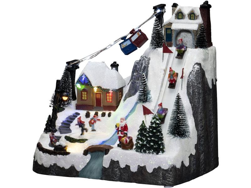 Konstsmide LED-Figur Skipiste mit Musik, 28 cm, Mehrfarbig
