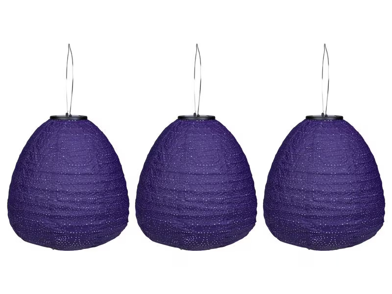 COCON Lampion LED Solar Kuppel, Dunkelviolett, 3 Stück