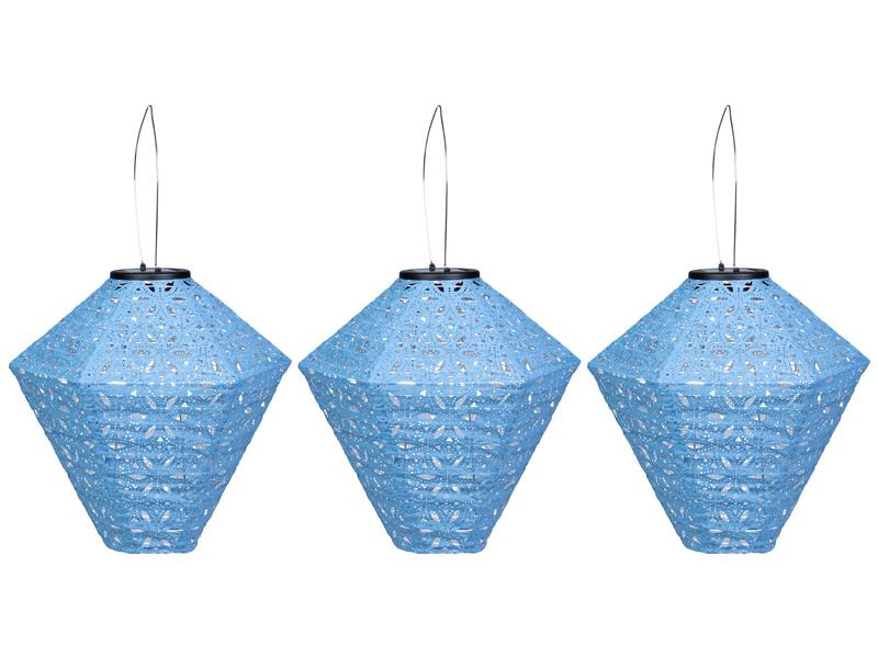 COCON Lampion LED Solar Diamant, Blau, 3 Stück