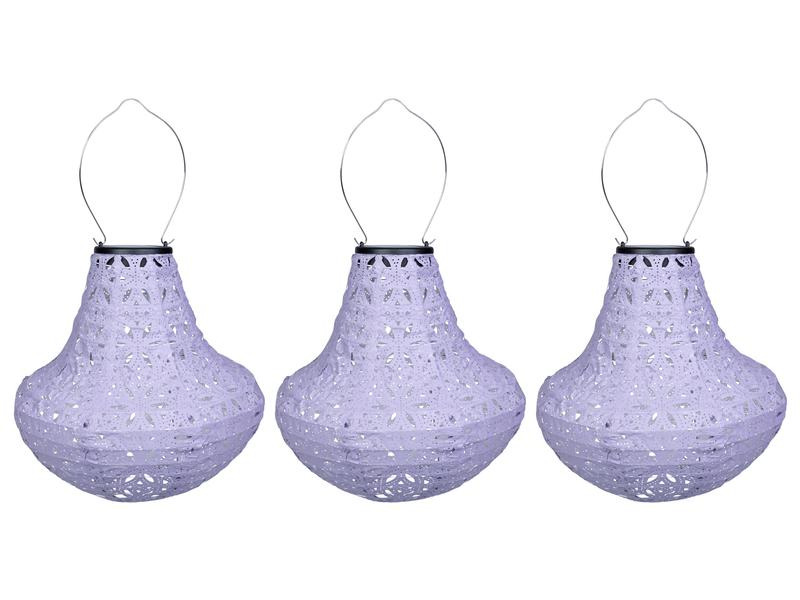 COCON Lampion LED Solar Vase, Violett, 3 Stück