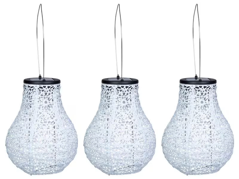COCON Lampion LED Solar Birne, Hellgrau, 3 Stück