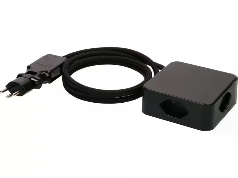 maxTex Steckdosenleiste Cube 4x T13, Schwarz/Schwarz