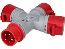 Max Hauri Sternverteiler 1x CEE16/5 - 3x CEE16/5, 400 V, IP44, Rot