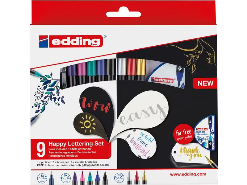 edding Brushpen Happy Lettering 9 Stück