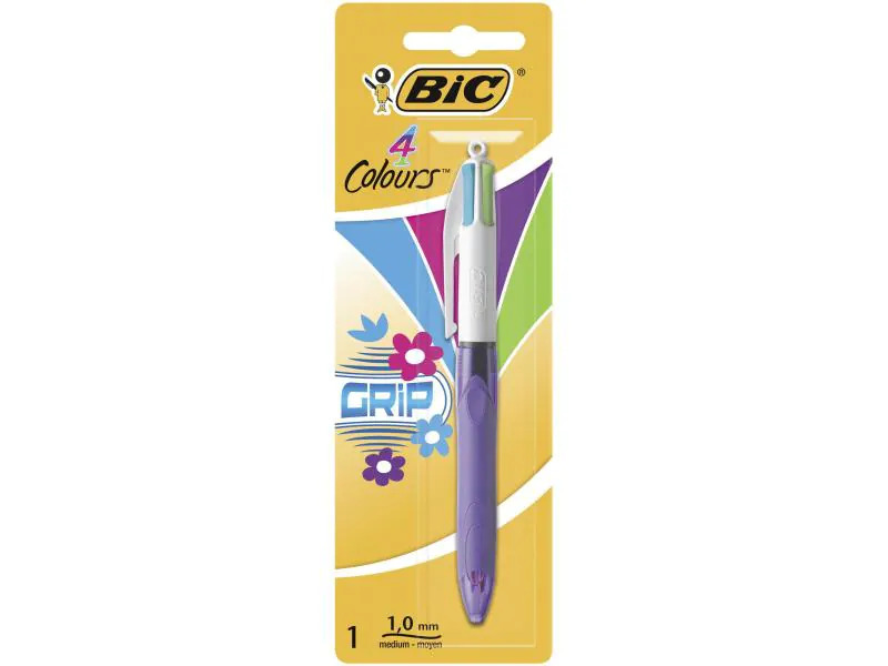 BIC Mehrfarbenkugelschreiber 4 Colours Grip Fun 0.4 mm, 1 Stück