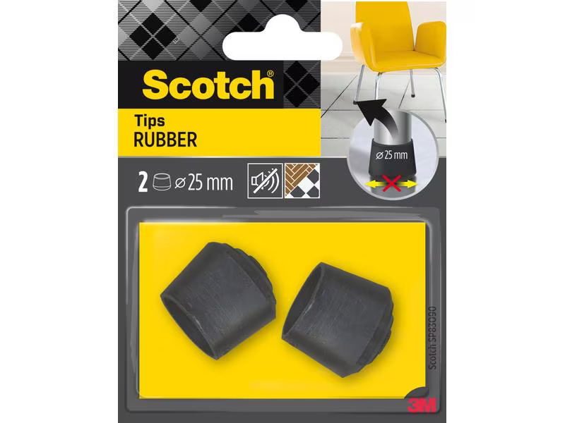 3M Stuhlbeingleiter Ø 25 mm, Schwarz, 2er Pack