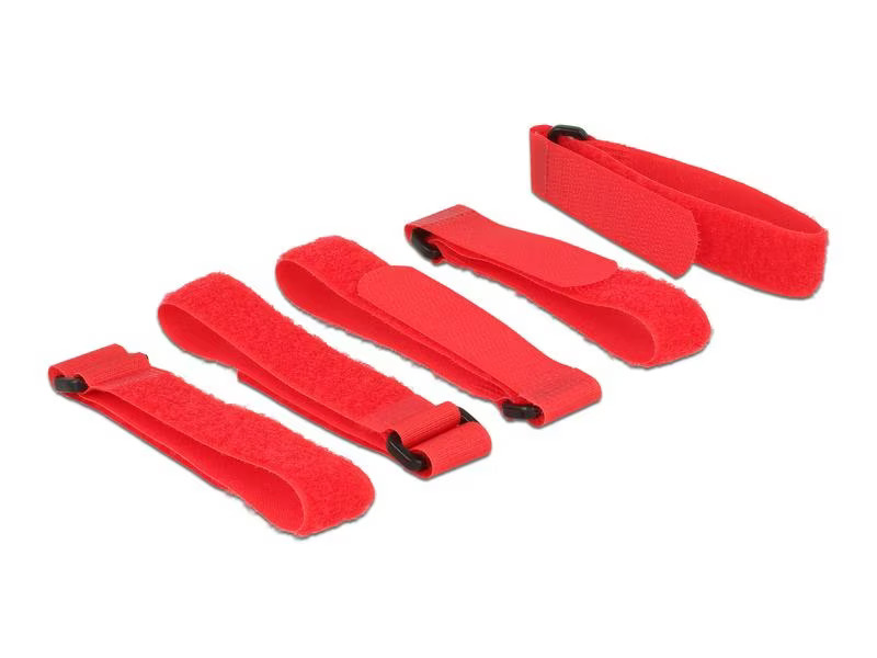 Delock Klettkabelbinder mit Schlaufe Rot 300 mm x 20 mm, 5 Stück