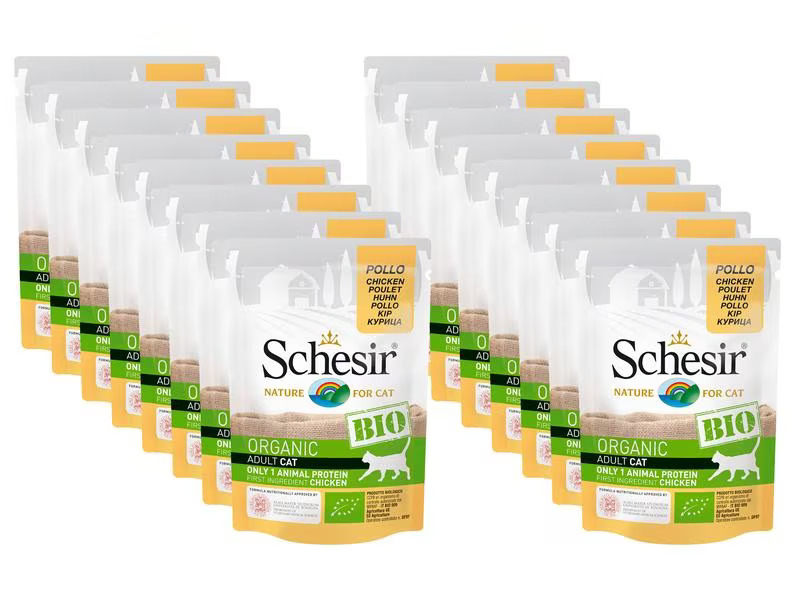 Schesir Nassfutter Bio Huhn, 16 x 85 g