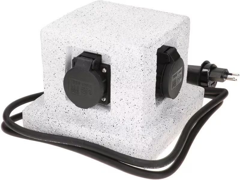 Max Hauri Gartenstromverteiler 4x T13 IP55, Steinoptik, Weiss