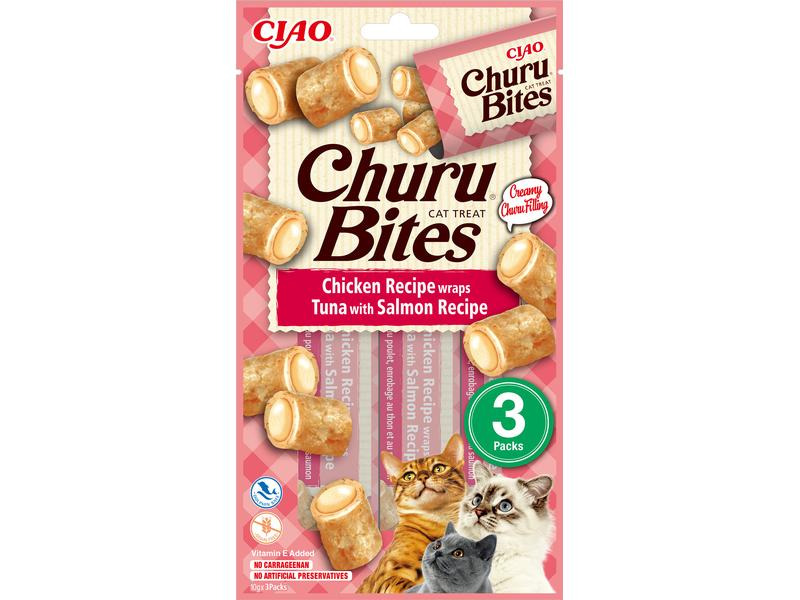 CIAO Churu Katzen-Snack Bites Thunfisch, Lachs &amp; Huhn, 3 x 10 g