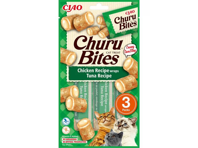 CIAO Churu Katzen-Snack Bites Huhn &amp; Thunfisch, 3 x 10 g
