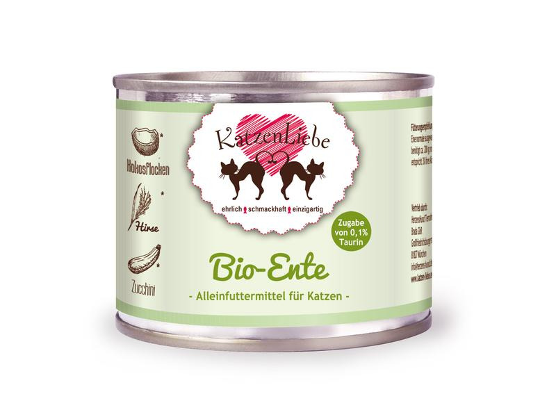 KatzenLiebe Nassfutter Bio-Ente mit Bio-Zucchini, 200 g