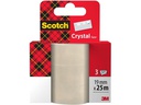 Scotch Klebeband Crystal Nachfüllpack 19 mm x 25 m, Transparent