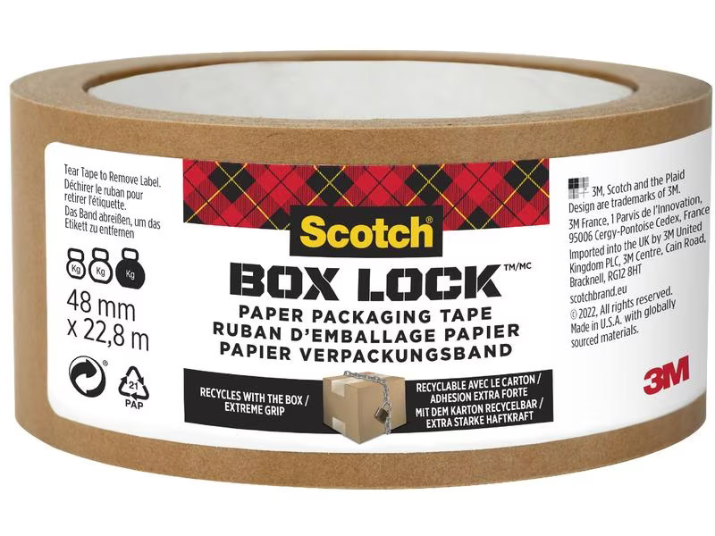 Scotch Verpackungsband Box Lock Papier 48 mm x 22.8 m, 1 Rolle