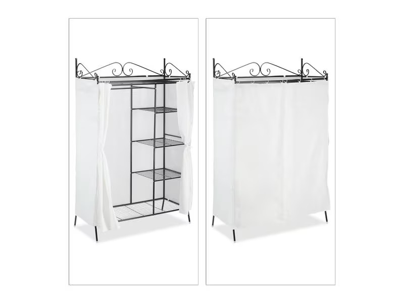 relaxdays Garderobenständer Country 172 x 105 x 45 cm, Schwarz/Weiss