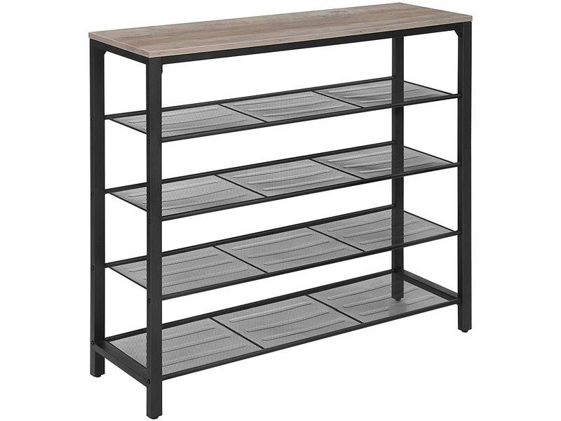 VASAGLE Schuhregal mit 4 Ablagen 100 x 92.5 cm, Grau/Schwarz