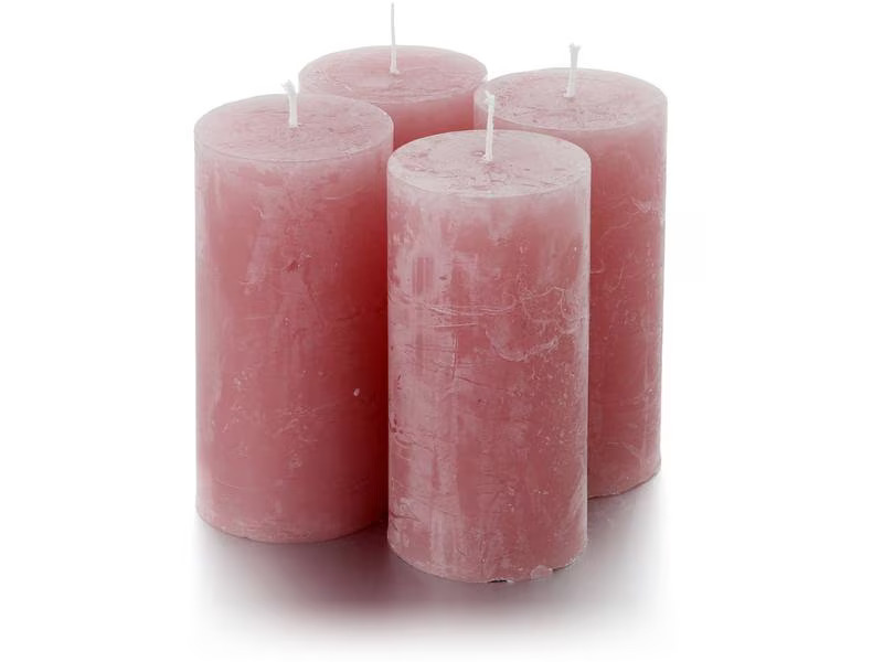 balthasar Zylinderkerze Rustico Rosa, 4 Stück