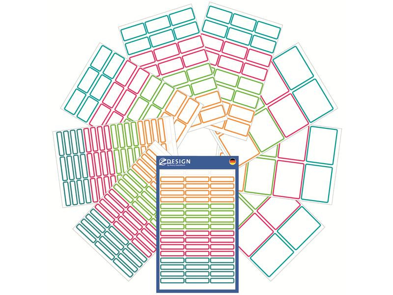 Z-Design Namensetiketten 9 Blatt, Mehrfarbig