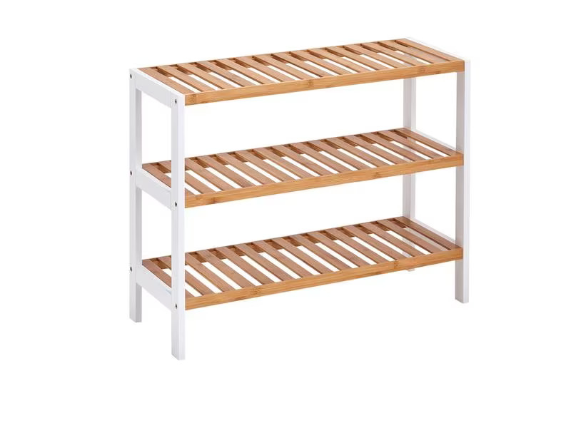 Zeller Present Schuhregal mit 3 Ablagen 70 x 54 cm, Nature/Weiss