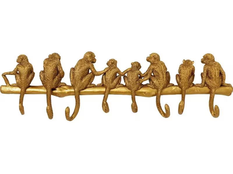 Kare Garderobenleiste Monkey 8 Haken, Gold