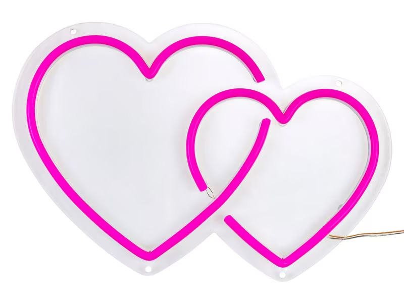 Vegas Lights LED Dekolicht Neonschild Zwei Herzen 30 x 20.5 cm