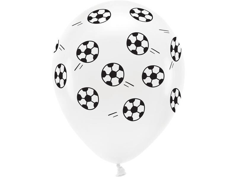 Partydeco Luftballon Eco Fussball 33 cm, 6 Stück, Schwarz/Weiss