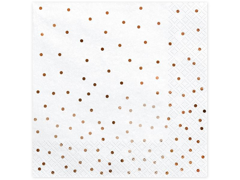 Partydeco Papierservietten Dots 33 cm x 33 cm, 20 Stück, Weiss