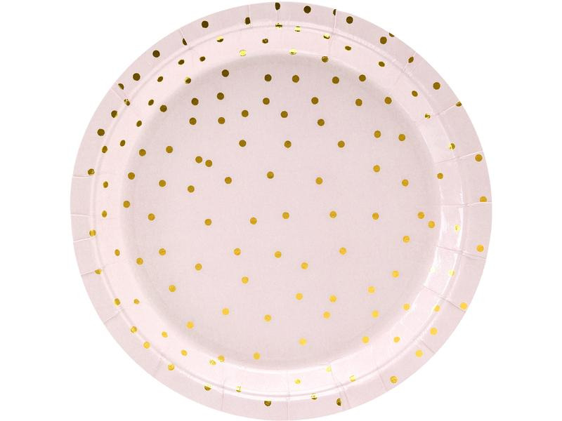 Partydeco Einwegteller Punkte 18 cm, 6 Stück, Hellrosa