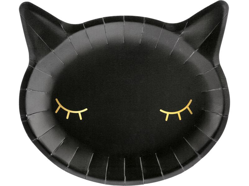 Partydeco Einwegteller Cat 22 x 20 cm, 6 Stück, Schwarz