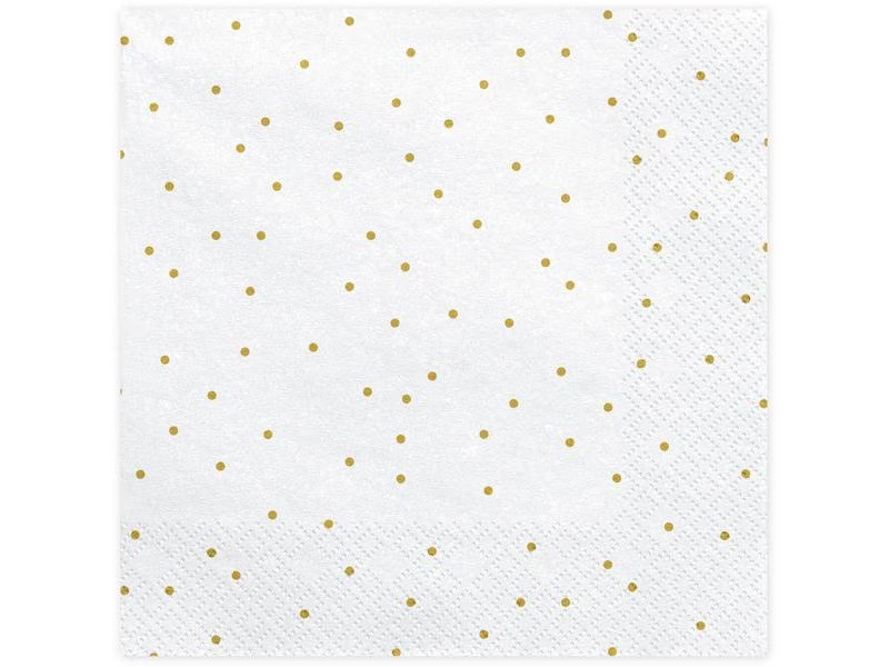 Partydeco Papierservietten Punkte 33 cm x 33 cm, 20 Stück, Weiss