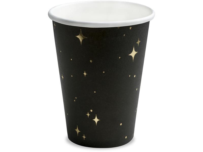 Partydeco Einwegbecher Let's Celebrate 260 ml, 6 Stück, Gold/Schwarz