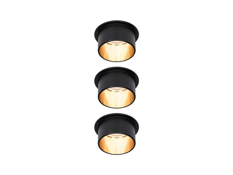 Paulmann Einbauspot LED Gil Coin Set, 3 x 6W, 2700K, Schwarz/Gold