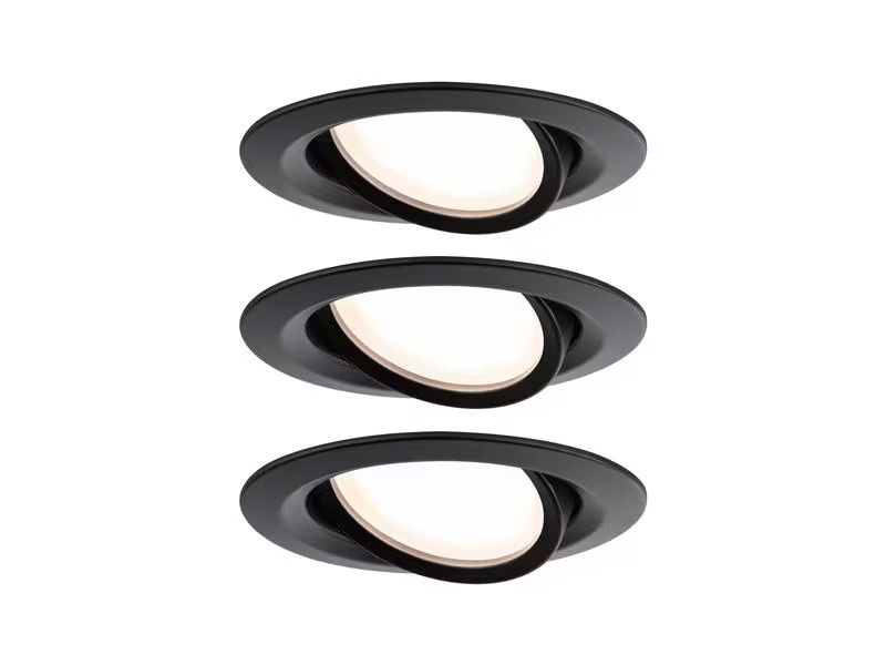 Paulmann Einbauspot LED Nova Plus Coin Set, 3 x 6W, 2700K, Schwarz