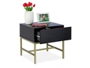 relaxdays Nachttisch mit 1 Schublade 50 x 50 cm, Gold/Schwarz