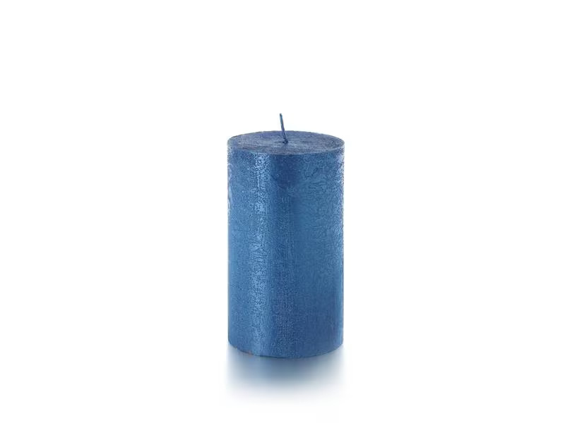 balthasar Zylinderkerze Rustico 12 x 7 cm, Blau